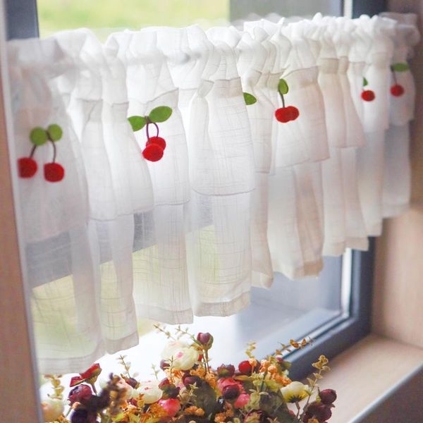 

curtain & drapes short kitchen curtains with strawberry solid white tulle door decor half for bathroom cupboard window valance
