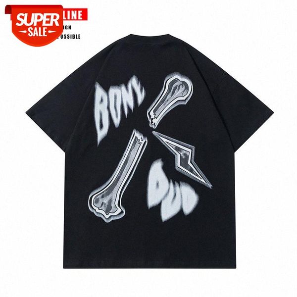 

streetwear men american retro vibe style short-sleeved t-shirt male ins tide brand national hip hop european and high street coupl #369e, White;black