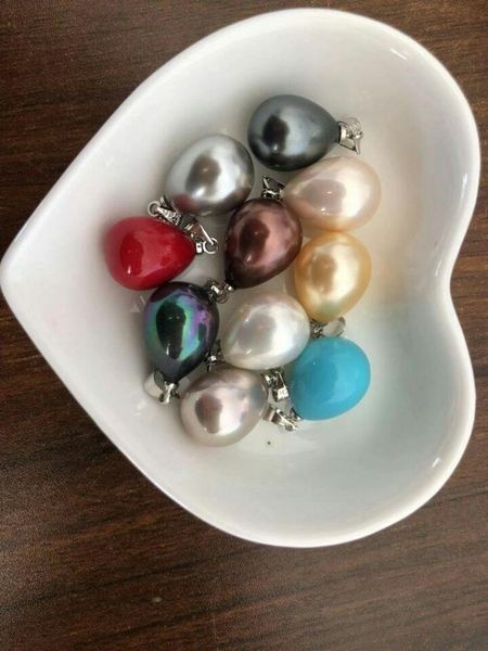

pendant necklaces 2021 fashion teardrop shell pearl pendants mix 10 colors drop necklace 10pcs diy jewelry gifts pl10, Silver