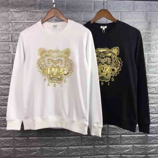 

2020 new fashion brand street tiger head embroidered pullover sweater, Black
