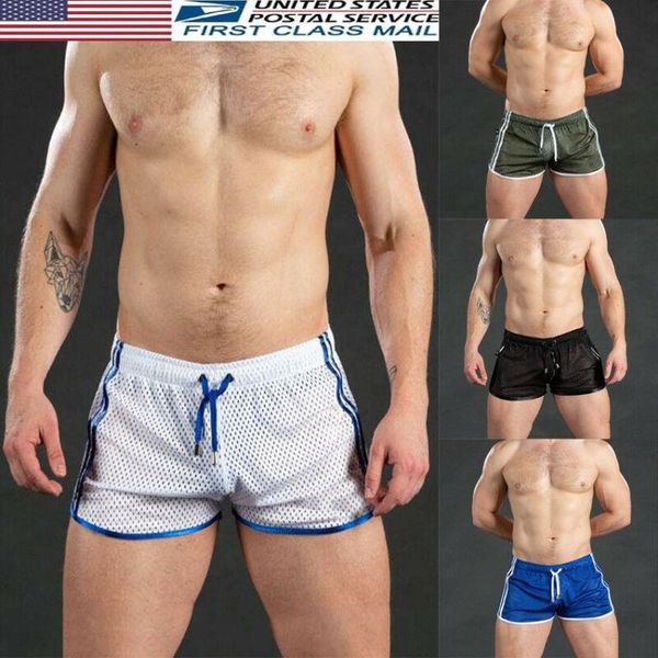 

2021 personality men workout sports shorts breathable mesh beach trunks running fitness gym men boy mesh track shorts, White;black