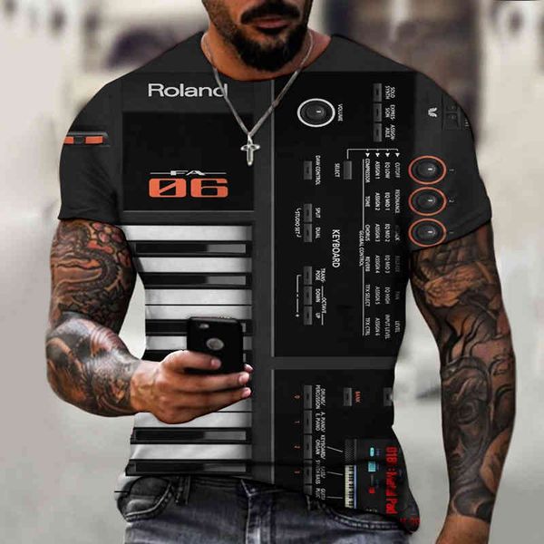 

piano keys, not, 3d art printing, men's t-shirts, summer, spring, street, short sv, cool, White;black