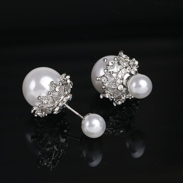 

version earrings simple fashionable temperament high-grade double-sided pearl