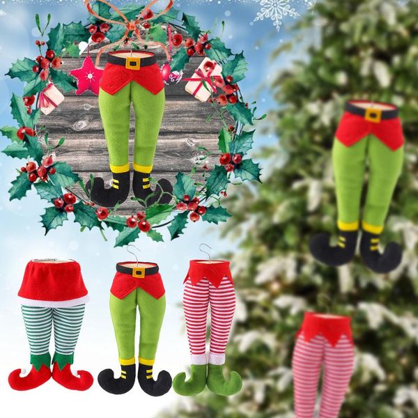 

christmas decorations elfs legs pendants santa plush stuffed feet home decor xmas tree hanging drop ornaments navidad