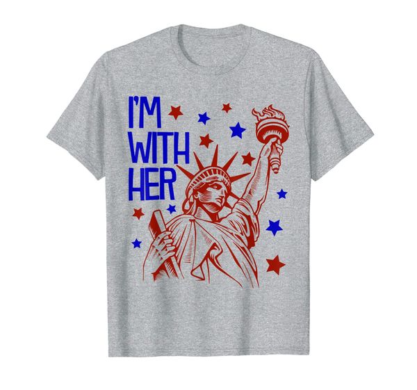 

i'm with her statue of liberty 4th of july patriot gift t-shirt, White;black