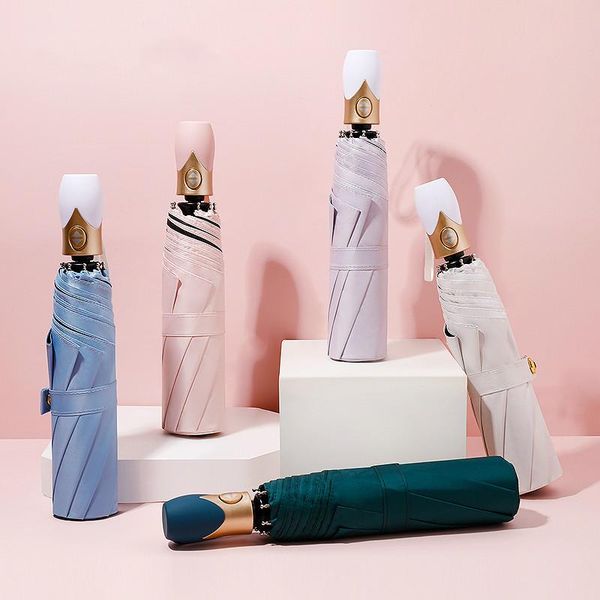 

umbrellas automatico da donna di alta qualita ombrello a tre pieghe antivento in puro colore impermeabile femminile