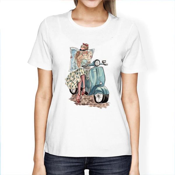 

women clothing reading newspaper graphic tees camiseta mujer kawaii aesthetic tee shirt femme streetwear harajuku t shirt, White
