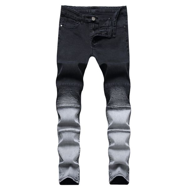 

print heck jeans summer herf man slim biker potlood broek men street outfit, Blue