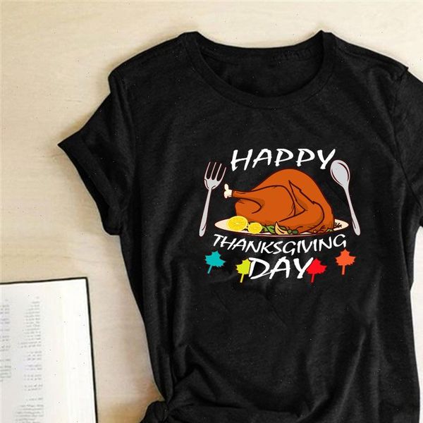 

happy thanksgiving day printed t shirts women summer 2021 graphic tees aesthetic vogue t shirt casual harajuku for teens, White