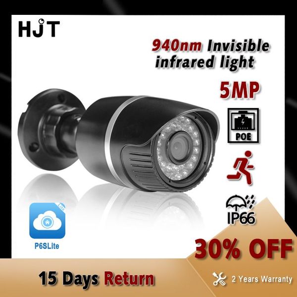 

hjt 5mp/2mp ip camera poe 940nm invisible ir lights humanoid detection waterproof tf card outdoor security camera p6slite