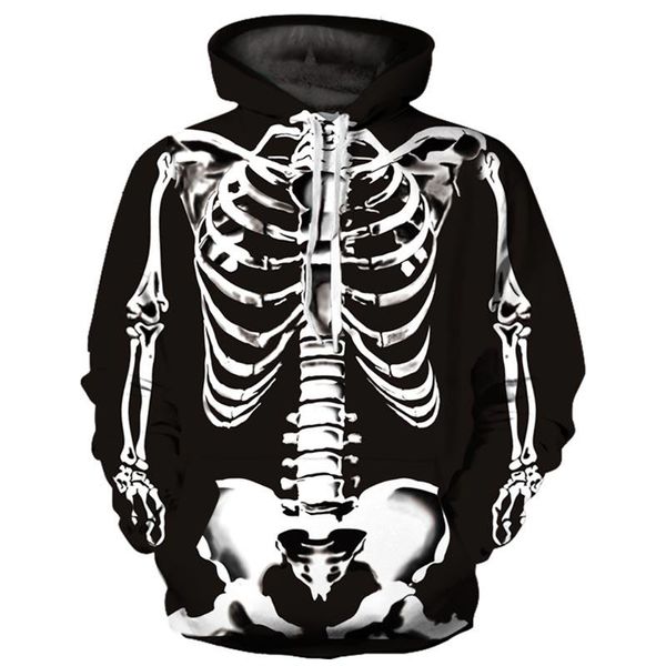 

men's hoodies & sweatshirts skull skeleton print men/women hooded tracksuit outdoor 3d outwear yxql757, Black