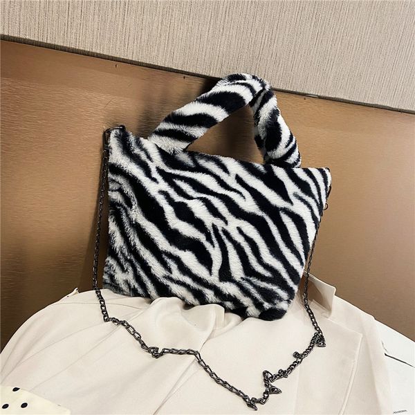 

2021 new plush cow pattern bag lady messenger bag snake leather bag lady handbag winter party fashion female