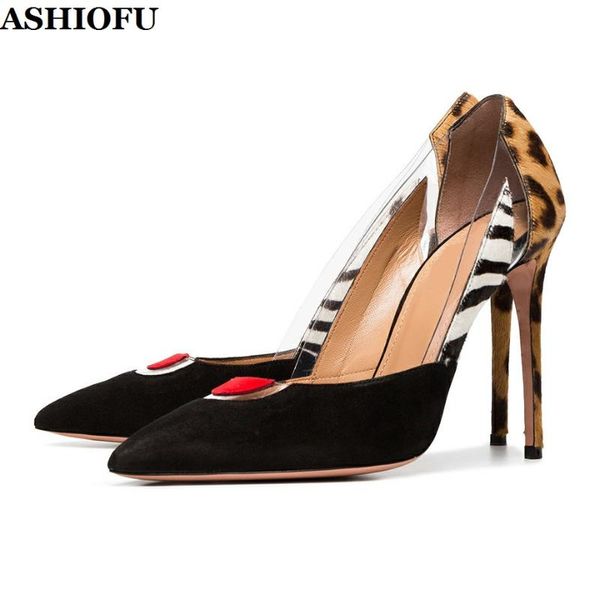 

dress shoes ashiofu classic handmade ladies high heel pumps patchwork slip-on party prom evening fashion court, Black