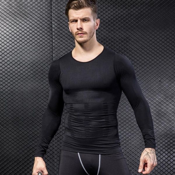 

men's body shapers long sleeves shirt shapewear tummy control shaper seamless bodysuit men underwear thin, Black;brown