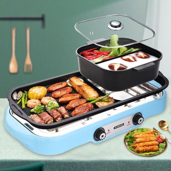 

separate electric barbecue oven household smokeless electric grill tray barbecue machine pot integrated mandarin duck pot
