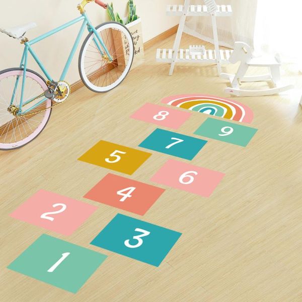 

wall stickers colour numbers floor for kids rooms family games childhood memories stick jump plaid playful hopscotch decals pvc