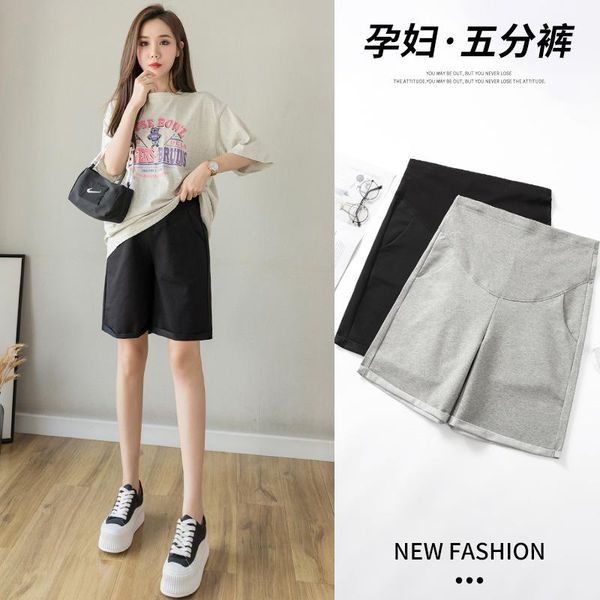 

maternity bottoms pregnant shorts 2021 summer fashion outer wear casual loose sports five-point rolled-up pants short pant for women, White