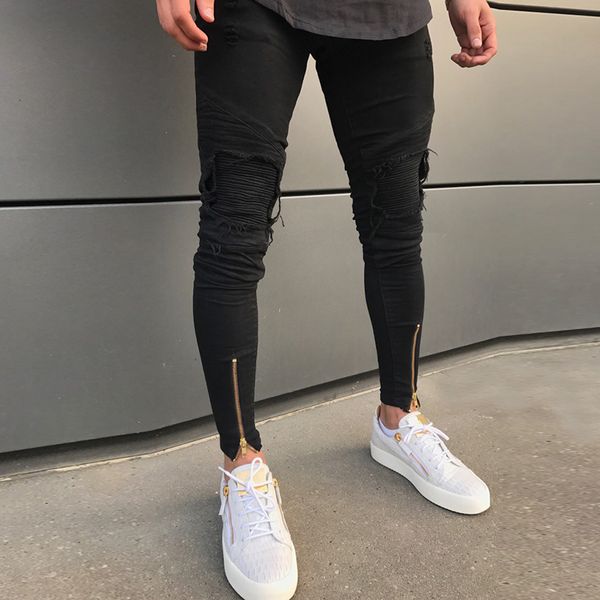 

2021 new european high street pant slim black cat whiskers men's stretch trousers vwy7, Blue