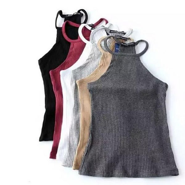 

women bustier crop off shoulder knitted camis o neck elastic tube camis female knitting camis basic, White