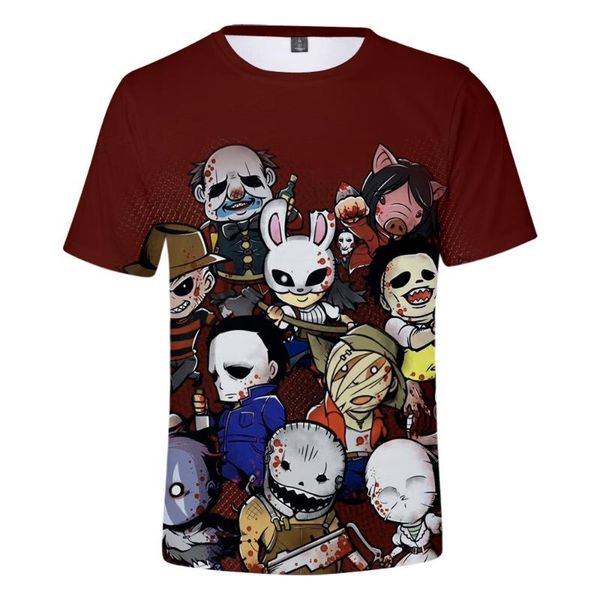 

men's t-shirts dead by daylight t-shirt horror game 3d printed streetwear men women fashion oversized t shirt harajuku hip hop tees un, White;black