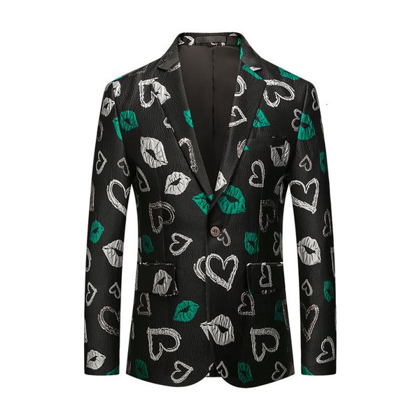 

men's fashion party coat lips love slim fit blazer 3d christmas floral blazers jacket 911 0ym2, White;black
