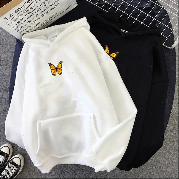 

butterfly sweatshirt women aesthetic hoodie crewneck autumn womens clothing girlfriend gift oversized hoodies sweatshirt, Black