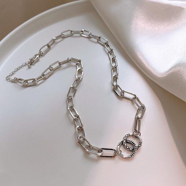 

retro accessories necklace female ins tide personality collarbone chain european and american street hipster hip hop decorative, Silver