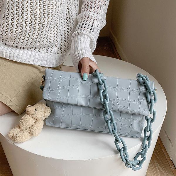 

evening bags pu leather ladies bag with stone 2021texture soft flap casual brand shoulder large capacity western chain handbags