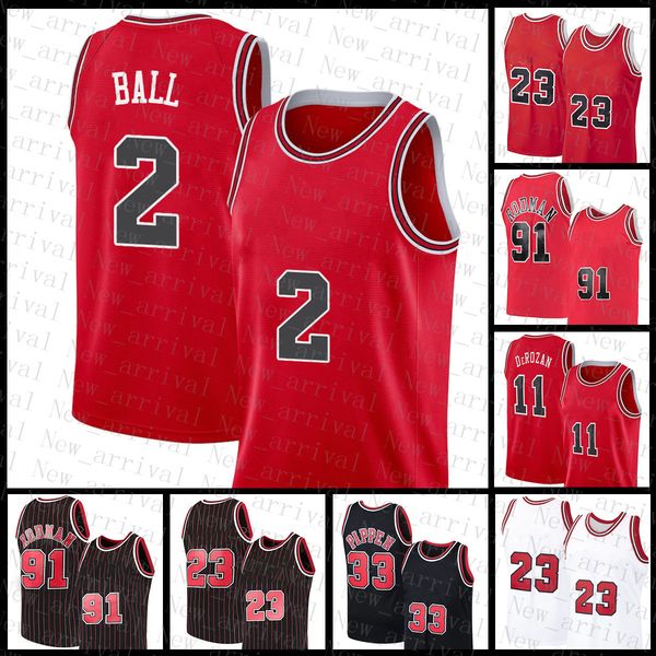 

2021 new demar 11 derozan lonzo 2 ball mens basketball jersey scottie 33 pippen dennis 91 rodman orange khaki, Black;red