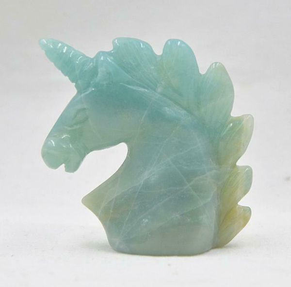 2 '' Natural Tinaha Stone Unicorn Cristal De Cristal Cabeça Cabeça Estatueta Figurine Espécime