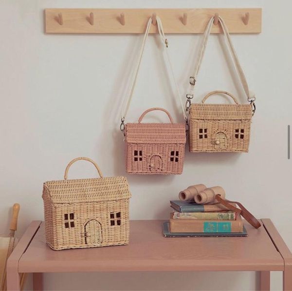 

storage baskets ins2021 south korea hand woven small house messenger bag backpack basket children's shooting props