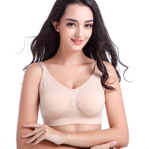 

maternity intimates pregnant women nursing bras maternal no steel ring underwear gathered anti-dairy breastfeeding bra, White