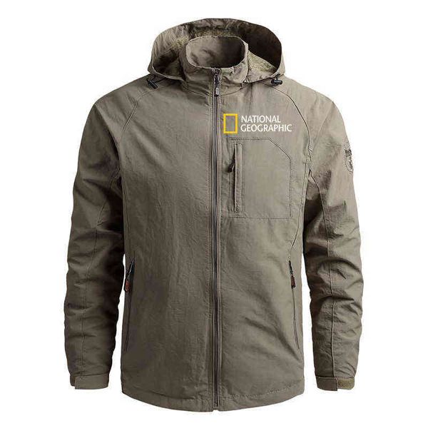 Giacca antivento da uomo Marca Casual Outdoor Impermeabile con cappuccio National Geographic Cappotto Capispalla sportivo Soprabito Abbigliamento uomo Y1106