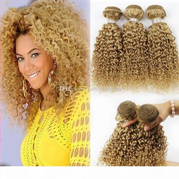 

3pcs curly blonde hair extensions indian honey blonde human hair weft deep curly 8a strawberry blonde hair weave bundles ing, Black