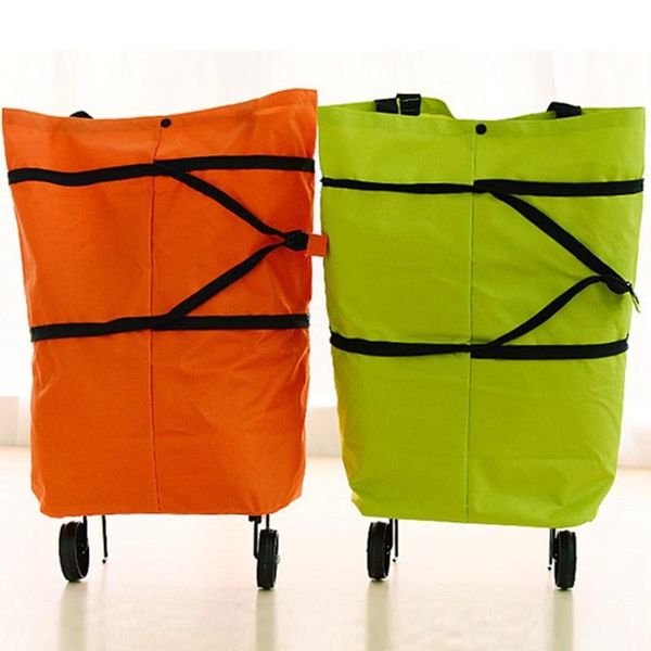 

storage bags portable foldable shopping cart bag 2 in 1 multifunction with wheels shop pocket flexible