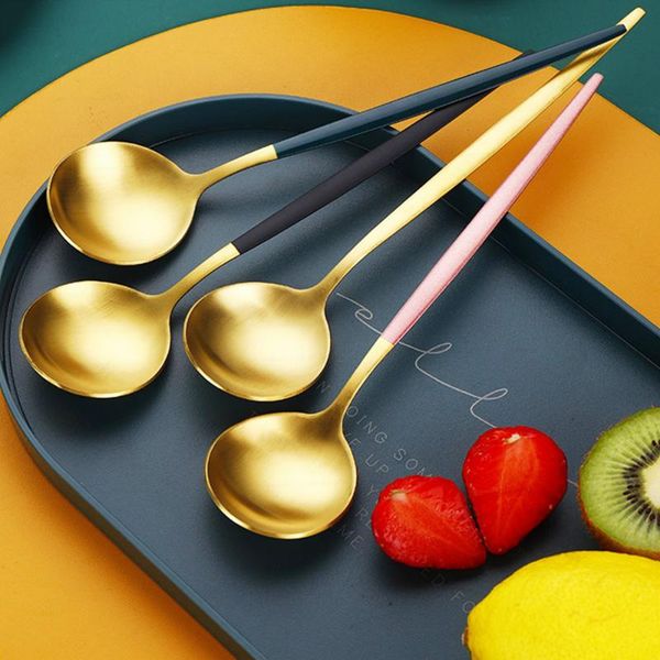 

spoons 4 pcs teaspoons round shape coffee spoon stainless steel mini sugar dessert ice cream kitchen accessories tableware