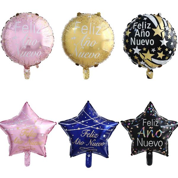 

party decoration 5pcs 18inch feliz año nuevo spanish aluminum foil balloon helium floating polyester film ball suitable for year