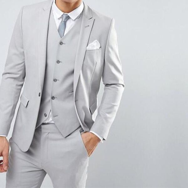 

men's suits & blazers 2021 spring fashion handsome light gray men slim fit groomsmen tuxedo for wedding dinner party sets (jacket+vest+, White;black