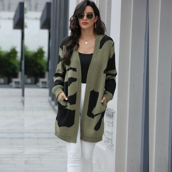 

women's sweaters loose pockets long cardigan knitted outwear elegant office sweatshirt lady jacket c4cy, Black