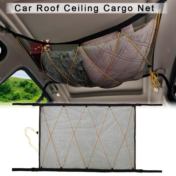 

car organizer black roof storage bag accessories mesh polyester 90 * 65cm van truck