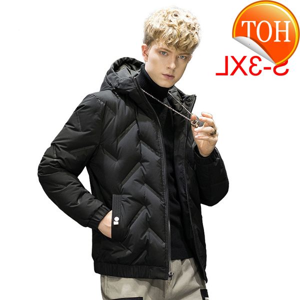 

men's white duck down coat men's warm jacket, Black