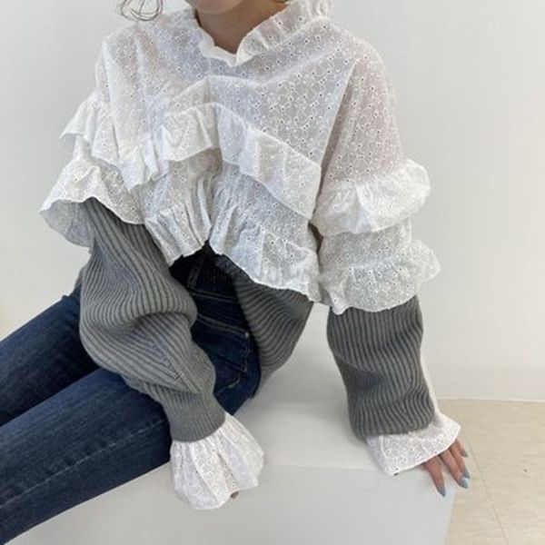 

fashionable new spring 2021 women's gorgeous long sleeve t 0aom, White;black