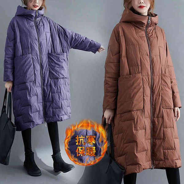 

women's down & parkas plus size women clothing autumn winter long coat lady outwear hooded thick warm loose big pocket overcoat f74 677, Black