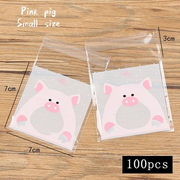 

gift wrap 50pcs/lot cartoon self adhesive plastic bag dot matte white cute pig candy handmade party supplies soap baked biscuit bags