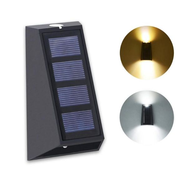 

outdoor wall lamps 2 pcs solar garden fence light waterproof step courtyard road landscape