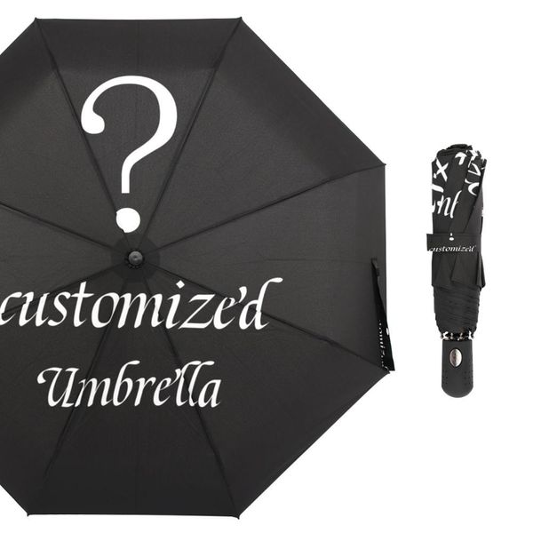 Персонализированный автоматический зонт дождь женщины три складные зонтики ветрозащитный пользовательский дизайн зонтик женский водонепроницаемый Parasol 210223