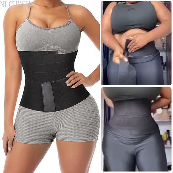 

waist support women slimming sheath bandage wrap trainer body shaper tummy shapewear trimmer belt corset stretch bands, Black;gray