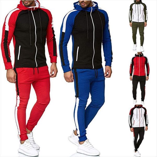 

flora 2 piece autumn spring men tracksuits sweatshirt hoodies hooded sports suit fs99, Gray