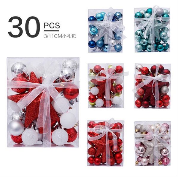 

party masks 3cm/30pcs christmas 2021 year decorations ball tree star gift box set pendant
