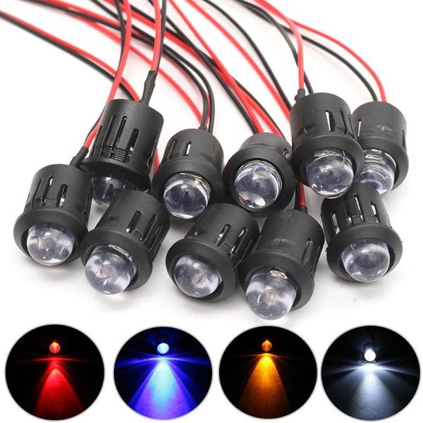 

bulbs 10 pcs/set 12v 10mm pre-wired constant led ultra bright water clear bulb cable 20cm prewired lamp dnj998